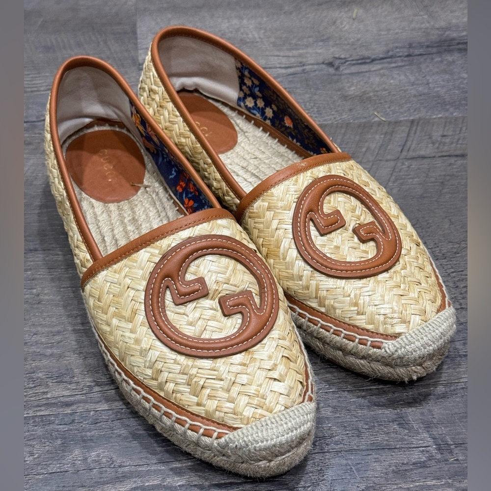 Gucci Adela GG Raffia Espadrilles EU 38